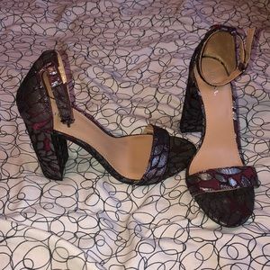 Merona Burgundy & Silver Wedge Heels